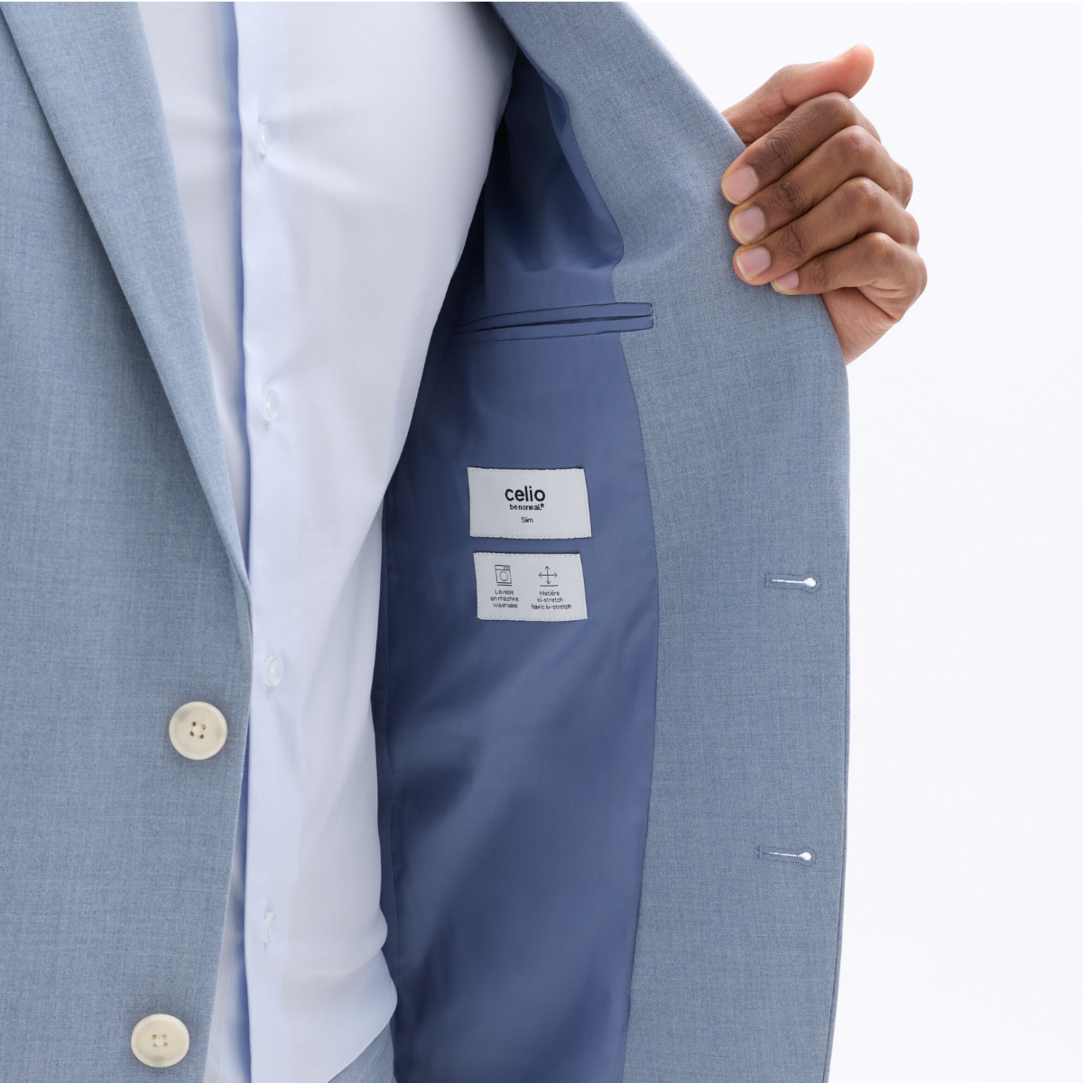 Blazer slim bi-stretch em chambray - Image 4