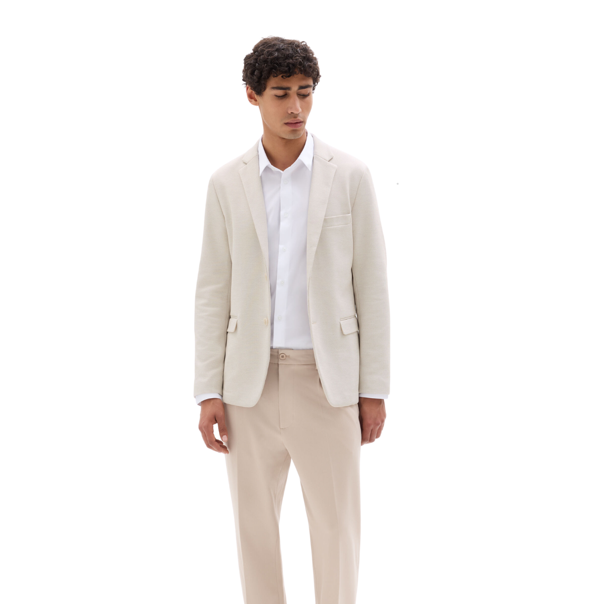 Blazer slim de malha - bege - Image 2