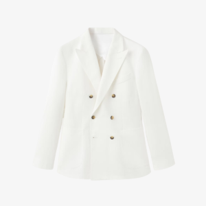 Blazer de fato abotoado em mistura de linho com corte slim fit