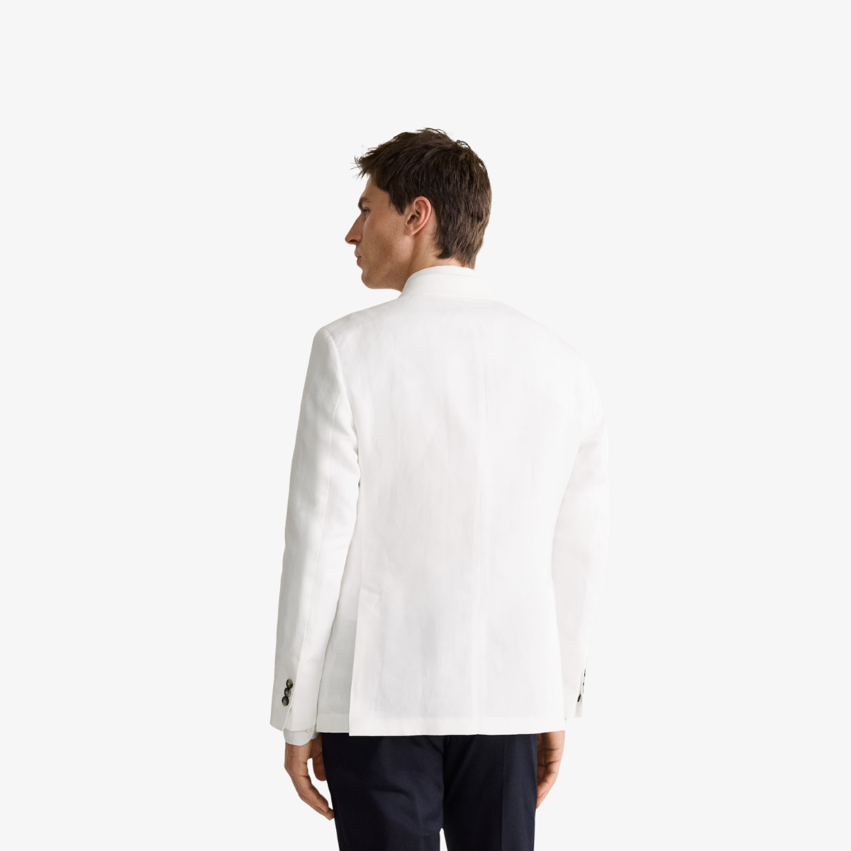 Blazer de fato abotoado em mistura de linho com corte slim fit - Image 4