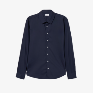 Camisa lisa slim fit em algodão