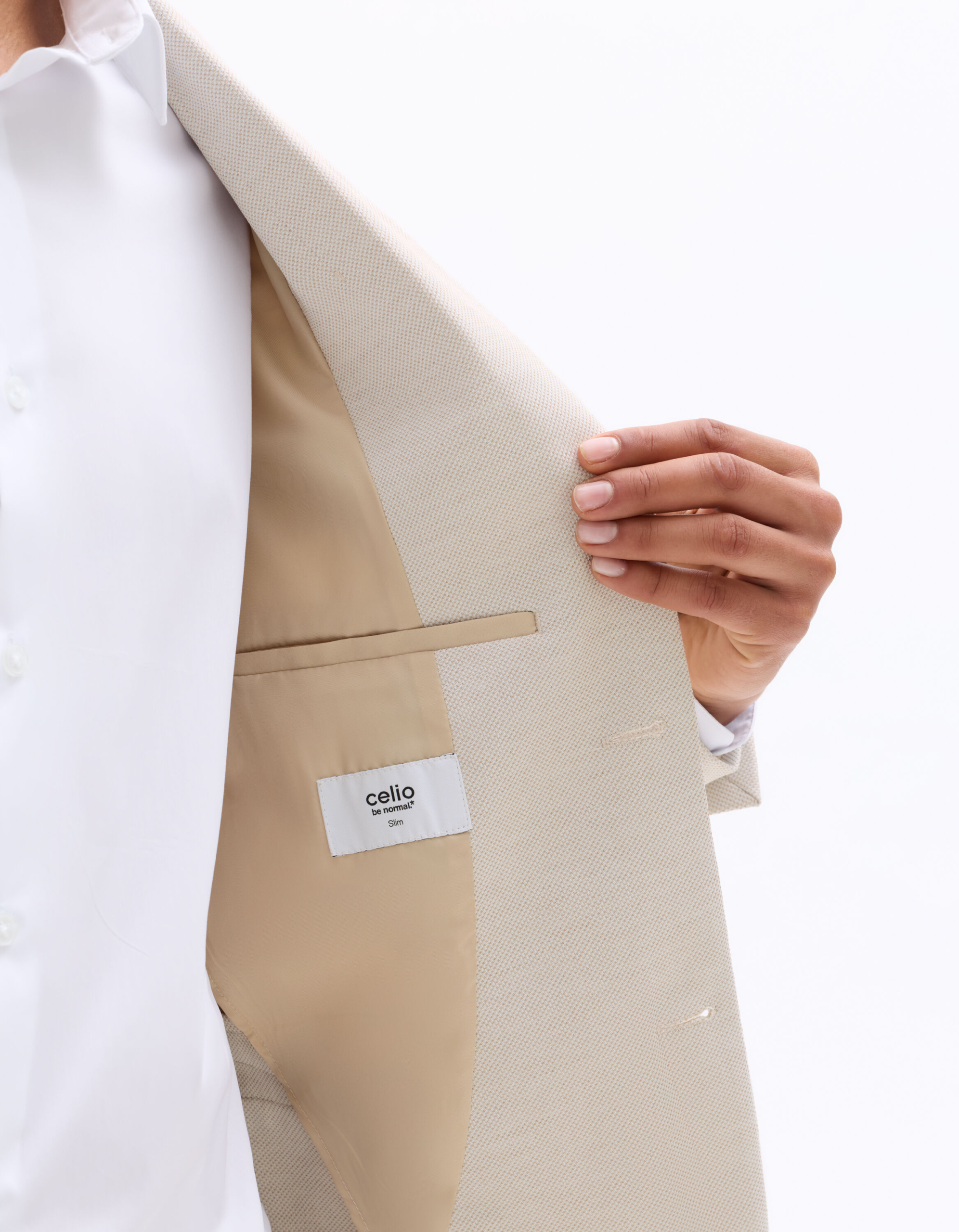 Blazer slim de malha - bege - Image 4